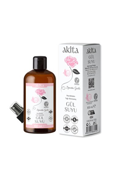 Akita % 100 Doğal Yağı Alınmamış Gül Suyu Cam Şişe 100ml