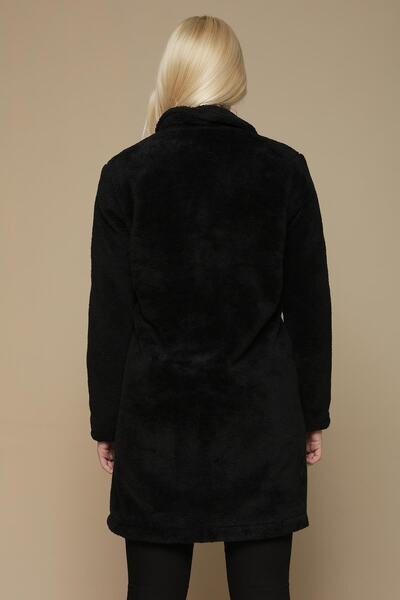 Select Moda Γυναικείο μαύρο παλτό με επένδυση με κουμπωτό κλείσιμο