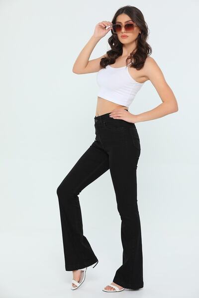 SANTA BELLA Bella Flare Leg Jean Black No Fade Extra Lycra Talie înaltă Picio...