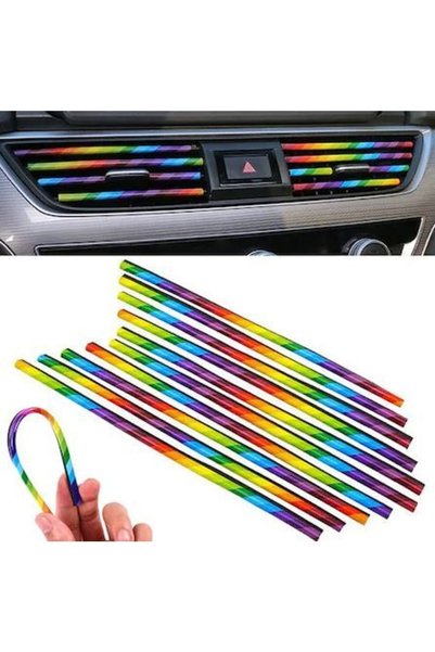 ŞüsCarOto Aksesuar Car Interior Air Conditioning Vent Grille Decorative Strip Trim Set Rainbow
