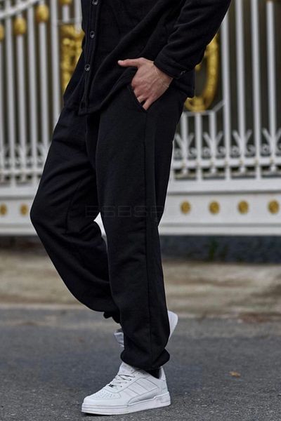 BSBSPOR Χειμερινό βαμβακερό χοντρό μαύρο φούτερ Jogger Oversize Joggers