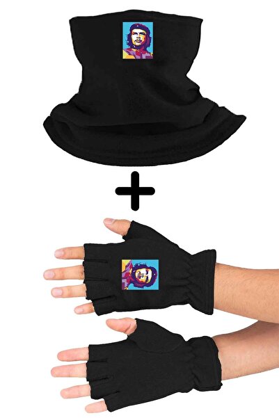 Zeron Tasarım Che Guevara Set de 2 mănuși negre decupate pentru gât - Polar B...