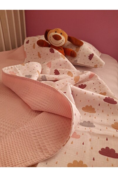 Heybe غطاء وسادة بطانية أطفال من الموسلين بتصميم وافل بيكيه وسحاب