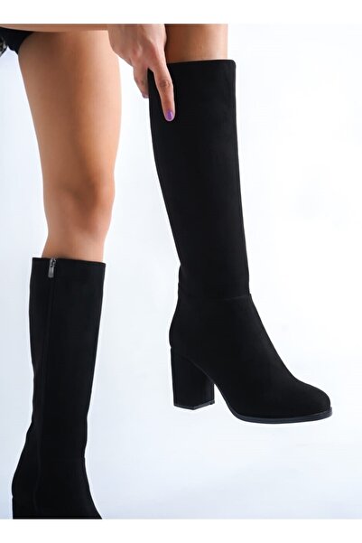 Ayakkabı Podyumum بوتان بوتان كعب 7 سم شمواه أسود