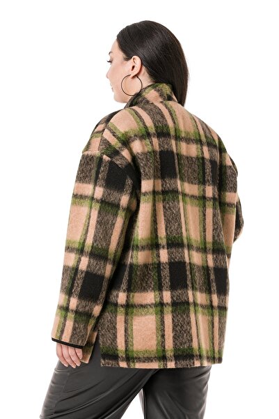 DISENTIS MODEST Τσάντα Τσάντα με Γιακά Σάλι Μεγάλου Μεγέθους Μπουφάν χωρίς επένδυση βιζόν με ένα κουμπί