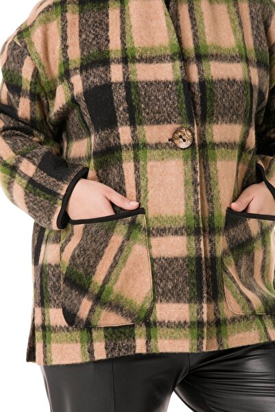 DISENTIS MODEST Τσάντα Τσάντα με Γιακά Σάλι Μεγάλου Μεγέθους Μπουφάν χωρίς επένδυση βιζόν με ένα κουμπί