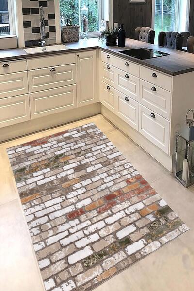 stylehome Kaymaz Tabanlı Dijital Baskılı Mutfak Halısı