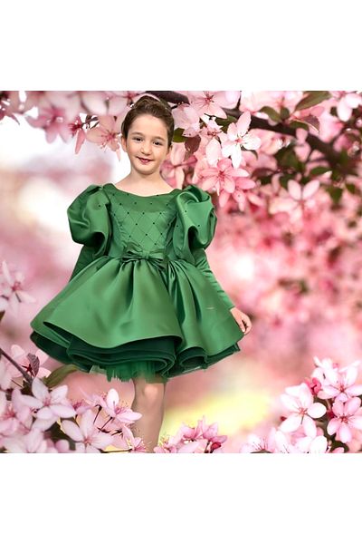 zühre balaban Berra Green Girl's Evening Dress Dress Girl Dress Toddler Dress