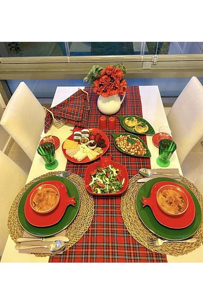 BELMOD Red Scottish Plaid New Year's Runner