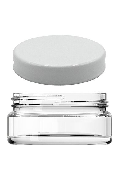 Milea 6 Adet Beyaz Kapaklı Şeffaf Cam Krem Kavanozu 50ml