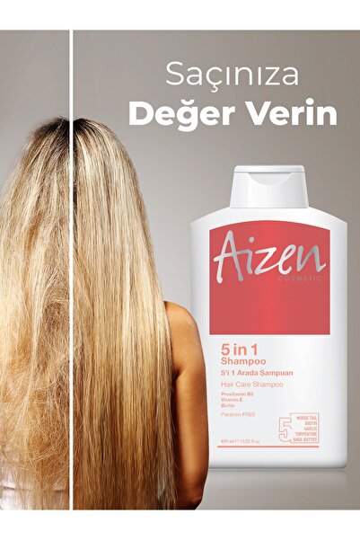Aizen 5i 1 Arada Saç Şampuanı - 5 Bakım Tek Şampuan - Kepek - Dökülme - Zayıf Saç Telleri 400ml