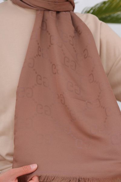 FRESCO SCARFS Γυναικείο Hijab Μεταξένιο Βαμβακερό Ζακάρ Σάλι με μοτίβο G*μινκ