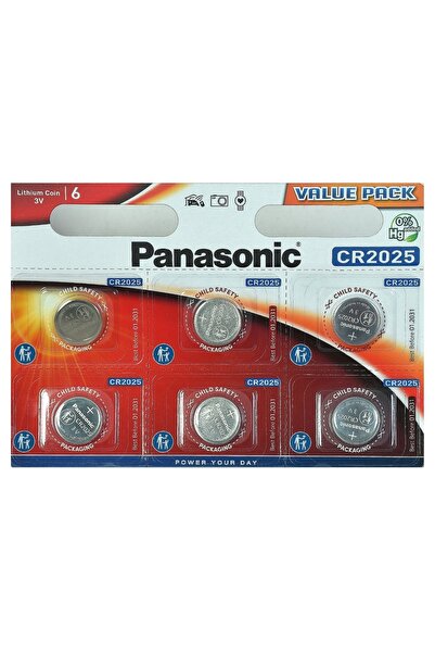 PANASONIC 2025 3v Lityum Düğme Pil 6'li Paket Orjinal