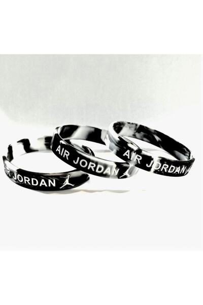 PurpleJam 3lü Siyah Gri Air Michael Jordan Basketbol Nba Bileklik Set
