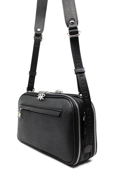 Polo Of Colors Women's Black 5 Compartment Shoulder and Crossbody Bag