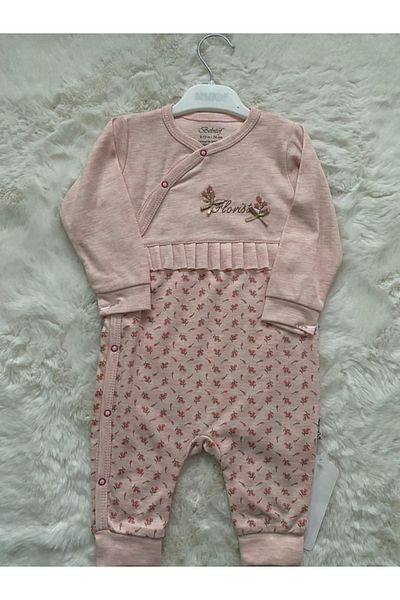Sebi Pink Floral Patterned Baby Rompers
