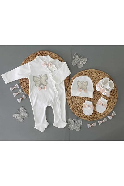 Petite Ponpon Baby طقم بذلة مرصعة بالأحجار ومطرزة على شكل فراشة