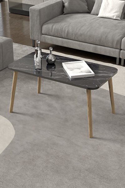 Cosargroup Orta Sehpa Ahşap Torna Ayak Mermer Desen 50x90