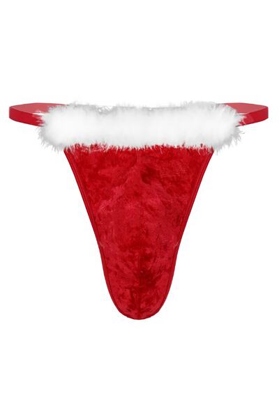 NSM Men's Red New Year's Velvet String Thong