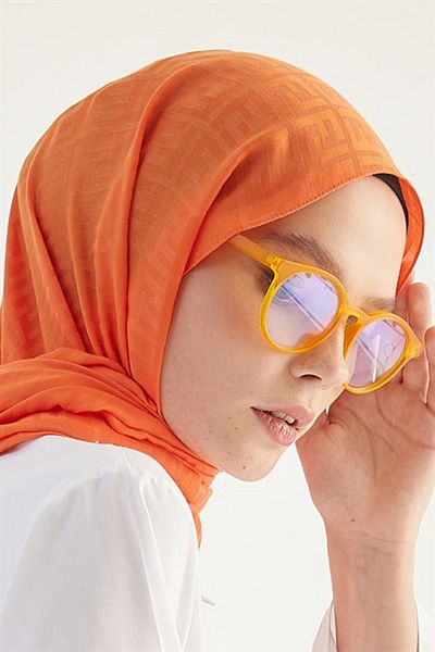 FRESCO SCARFS Γυναικείο Hijab Μεταξένιο Βαμβακερό Ζακάρ F Σάλι*πορτοκαλί