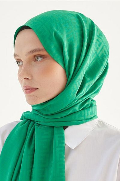 FRESCO SCARFS Γυναικείο Hijab Silky Cotton Jacquard F Pattern Shall*benetton Green