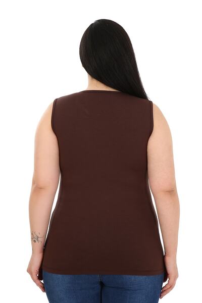 DISENTIS MODEST Large Size Round Neck Thick Strap Viscose Brown Body