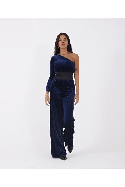 LOA Tek Kol Lacivert Kadife Tulum