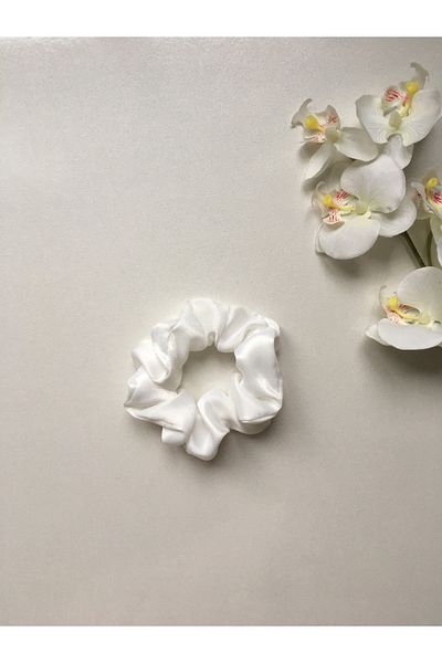 AslyAccessory Pachet de 3 catarame elastice din mătase, toate mărimile | Alb perlat