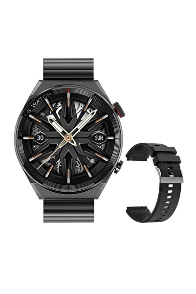 GoMarkt Watch 3 Pro Titanyum Kasa Dt 3 Mate Titanyum Kordonlu Konuşma Özellikli Akıllı Saat Uyumlu