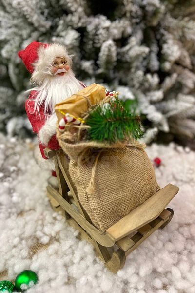 Huzur Party Store Σκιά Άγιος Βασίλης 34x34 εκ. Κόκκινο γούνινο σκιά Πλήρης με δώρο τσάντα Πρωτοχρονιάτικο ντεκόρ