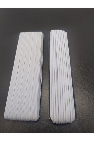 DİBA AVM White Flat Rubber Waist Leg Frost Rubber (10 Meters), White Round Rubber (10 Meters)