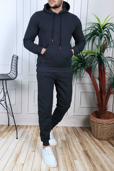 laçin life Winter Anthracite Hooded Tracksuit Set