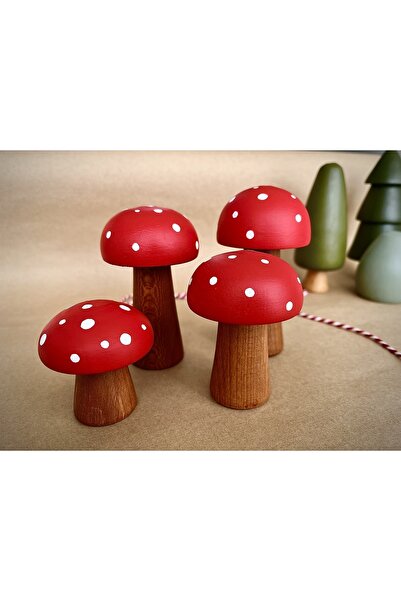 DORU Waldorf 4lü Doğal Ahşap Organik Mantar Oyuncak Seti Hediyelik Bebek Odası Dekor Fotoğraf Çekim