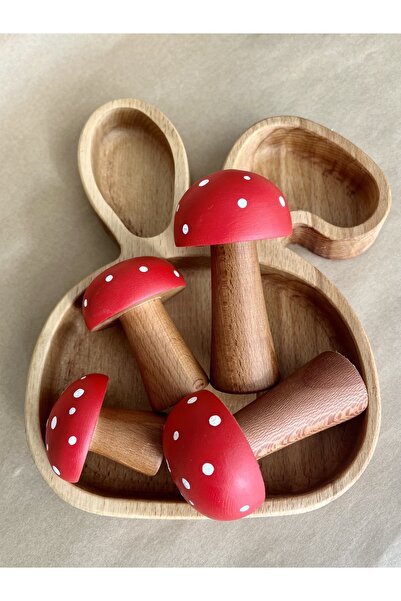 DORU Waldorf 4lü Doğal Ahşap Organik Mantar Oyuncak Seti Hediyelik Bebek Odası Dekor Fotoğraf Çekim