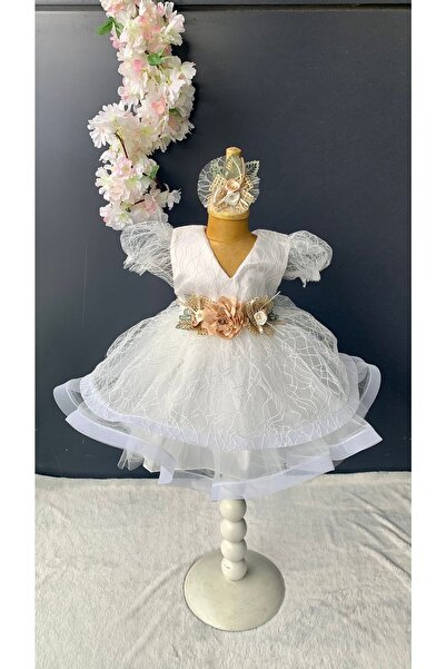 Petite Ponpon Baby Kız Bebek Gelinlik Elbise Mevlüt Elbisesi Bebek Hediyelik ...