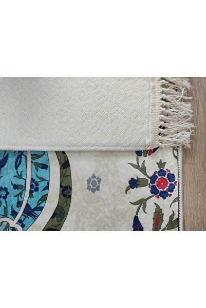 PAWWY Prayer Rug Turquoise Tulip Pattern Soft Prayer Rug Set Prayer Prayer Rug and Pearl Prayer Beads