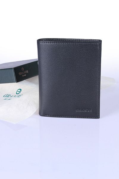 Grande 1781 Genuine Leather Men's Wallet with Coin Compartment Magnet Closure Black