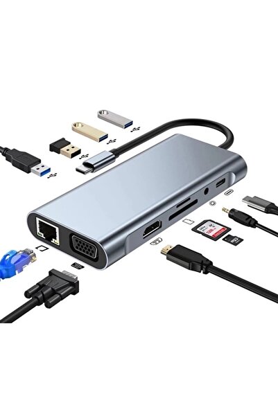 Aksesuarcı Macbook Pro Air Type-c Çevirici Dönüştürücü Çoklayıcı Pd Şarj Hdmı...