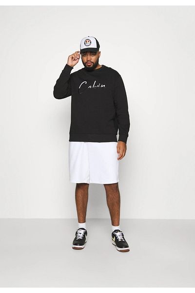 Calvin Klein Logo Crew Neck 100% Organic Cotton Men's Sweat K10k108603 Beh Black