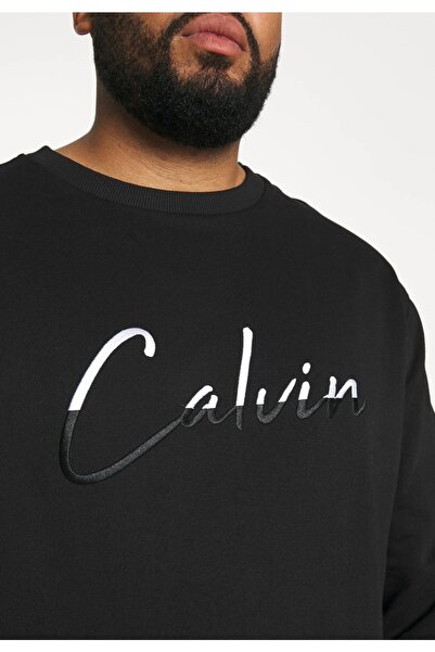 Calvin Klein Logolu Bisiklet Yaka % 100 Organik Pamuklu Erkek Sweat K10k108603 Beh Siyah