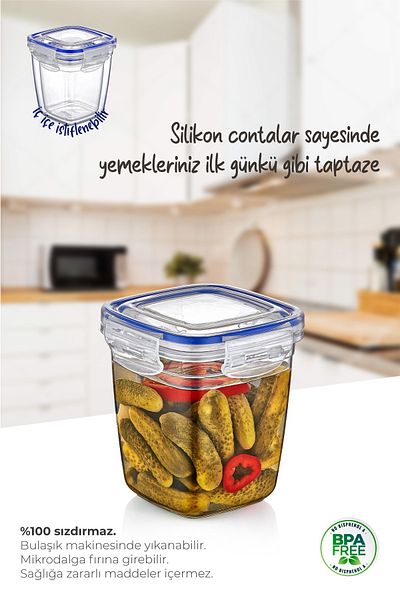 Vienev Set of 3 5000 Ml Deep Square Storage Container with Gasket