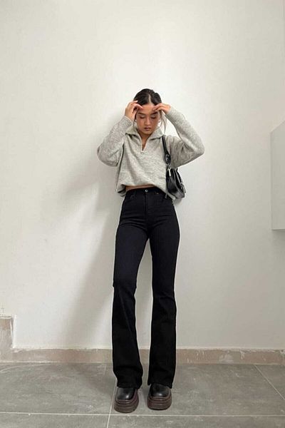 LİMABEL High Waist Colorfast Black Spanish Jeans (Lycra)