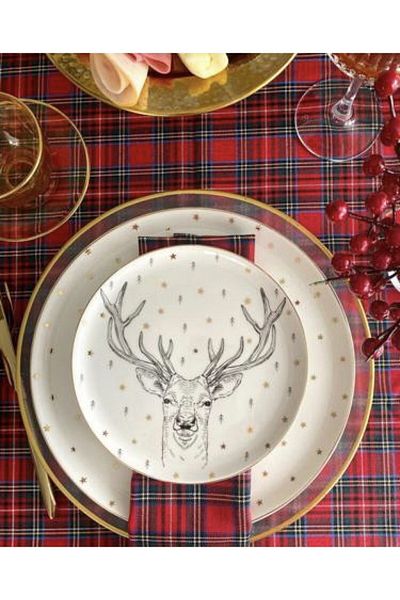 BELMOD Red Scottish Plaid New Year's Runner 2 Napkin