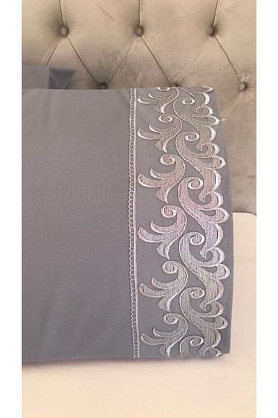 Çeyiz Bahçesi Ivy French Laced Grey Μαξιλαροθήκη 2 τεμαχίων 50&70