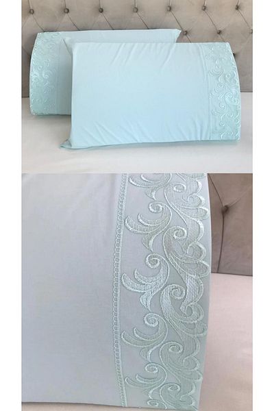 Çeyiz Bahçesi Sarmaşık French Laced Nile Green Μαξιλαροθήκη 2 τεμαχίων 50&70