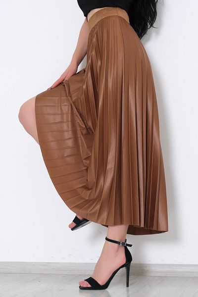 Lukas Light Brown Pleated Skirt - 9819.1621