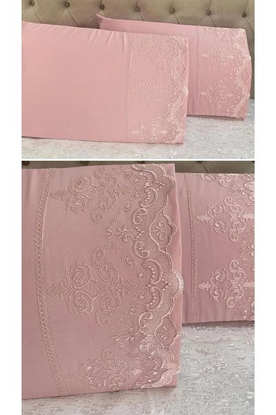 Çeyiz Bahçesi Mahidevran Guipure Powder 2-Piece Pillow Case