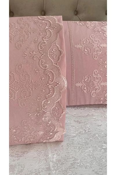 Çeyiz Bahçesi Mahidevran Guipure Powder 2-Piece Pillow Case