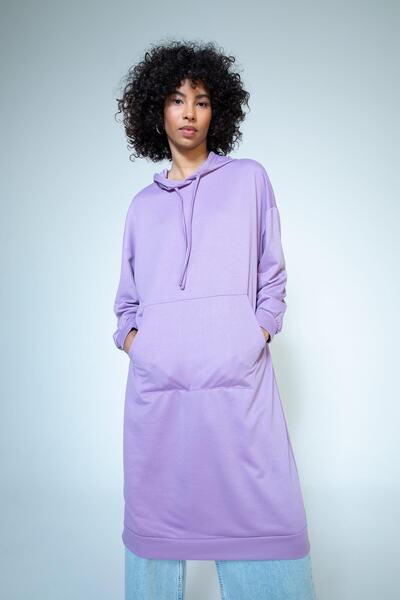 DeFacto Oversize Fit Kapüşonlu Kanguru Cepli Sweatshirt Tunik