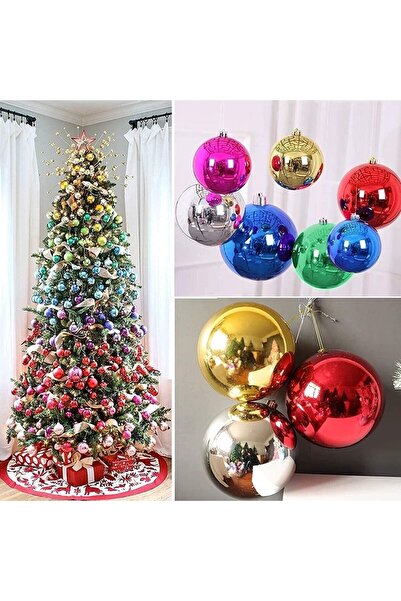 Parti dolabı 24lü 4cm Yılbaşı Ağacı Süsleme Topları Cici Top Süs Seti (6 GOLD, 6 GÜMÜŞ, 6 KIRMIZI, 6 RENGARENK)
